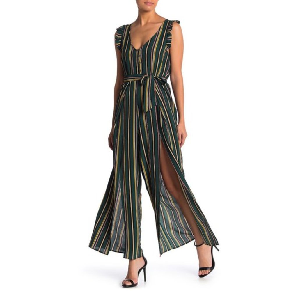 NWT Nordstrom Kenedik Stripe Print Tie Jumpsuit